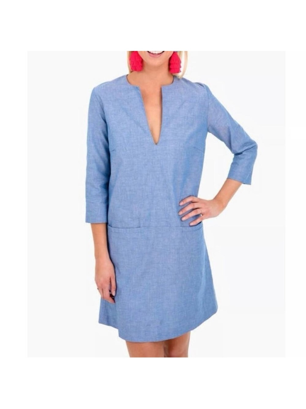 Emerson Fry Mod Chambray Shift Cotton Dress